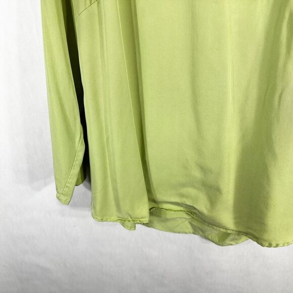 Soft Surroundings Plus Size 1X Top Light Green V Neck Pearl Button Lyocell 1618 - Picture 5 of 9